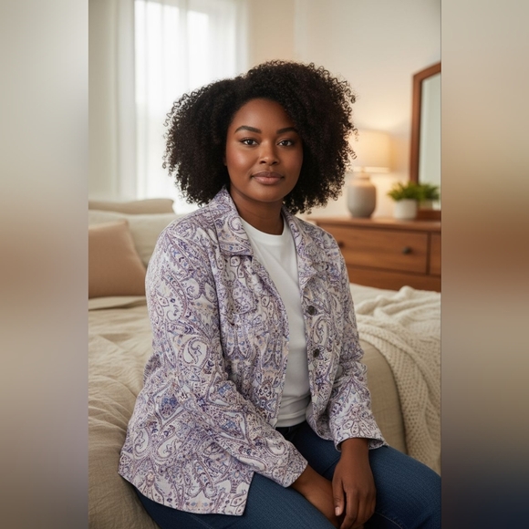 Chico's Jackets & Blazers - Chico's Women's Purple Paisley Jacket Sz 20/22